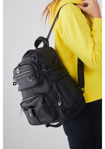 Casual/Günlük Kadın Siyah Sırt Çantası Deri Suni Deri Geri Dönüştürülmüş Metaryal 1'li Su