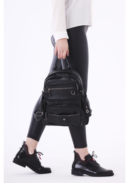 Casual/Günlük Kadın Siyah Sırt Çantası Deri Suni Deri Geri Dönüştürülmüş Metaryal 1'li Su indirimleri