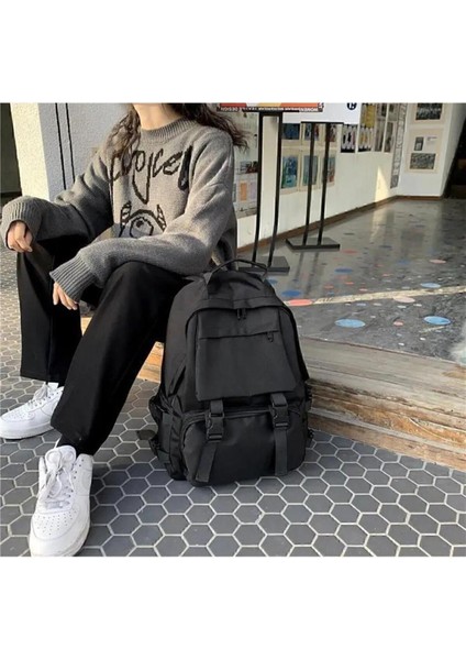 Unisex Siyah Büyük Geniş Palaska Sırt Okul Çantası Ve Laptop Çantası Kumaş Casual/Günlük 2'Li Büyük fiyatları