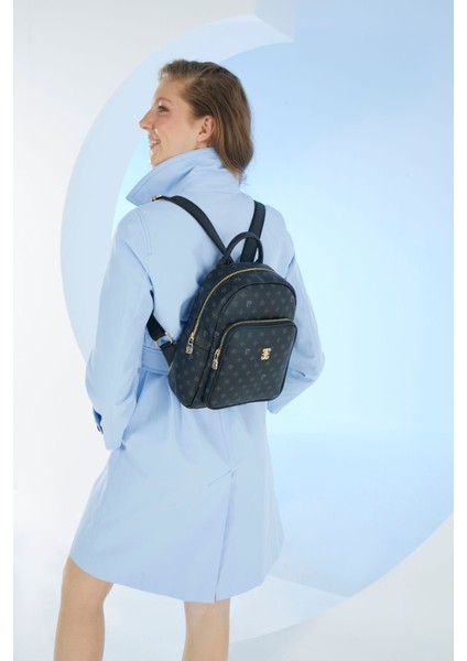 Cepli Siyah Monogram Kadın Sırt Çantası 05Po22Y1553 Basic Suni Deri Type 4 Siyah Casual/Günlük Suni