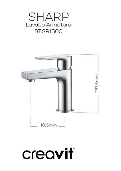 Creavit Sharp Lavabo Armatürü