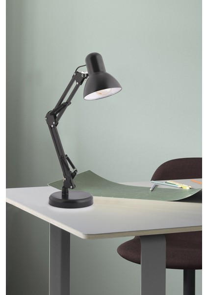 54 x 15 Angdesign Akrobat Masa Lambası- Siyah Masa Üstü Metal Kablolu Siyah E27