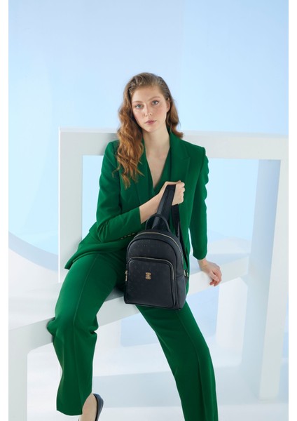 Siyah Floater Siyah Kadın Sırt Çantası 05Po22Y1553 Fermuarlı Type 4 0-15 L Cepli Casual/Günlük Imit