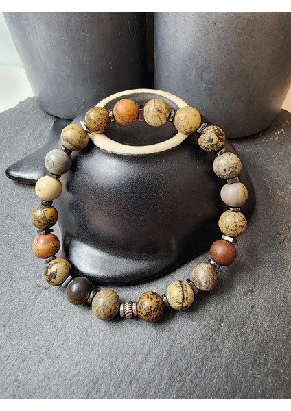 Mat Jasper ve Hematit Doğal Taş Kadın ve Erkek Bileklik modelleri