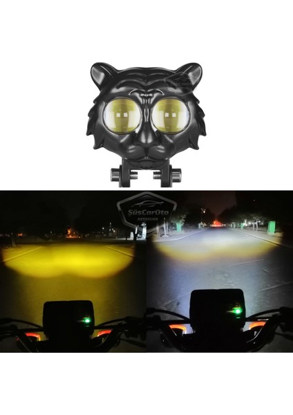 Kedi Göz Sis Farı Çift Renk Sarı-Beyaz 9-60V Araç Motosiklet Off Road Led Lamba Delici Yayıcı Projektör 50W Metal Arazi Çalışma Lambası 1 Adet