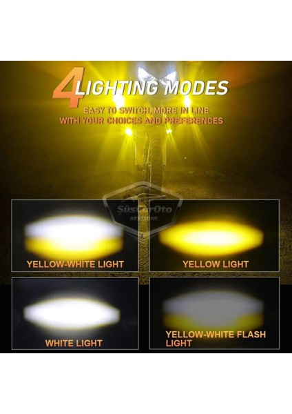Kedi Göz Sis Farı Çift Renk Sarı-Beyaz 9-60V Araç Motosiklet Off Road Led Lamba Delici Yayıcı Projektör 50W Metal Arazi Çalışma Lambası 1 Adet modelleri