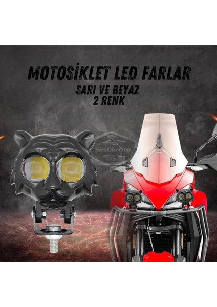 Kedi Göz Sis Farı Çift Renk Sarı-Beyaz 9-60V Araç Motosiklet Off Road Led Lamba Delici Yayıcı Projektör 50W Metal Arazi Çalışma Lambası 1 Adet indirimleri