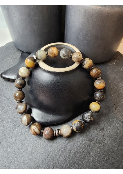 Parlak Jasper ve Hematit Doğal Taş Kadın ve Erkek Bileklik modelleri