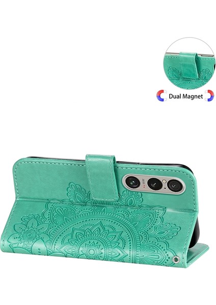 Sony Xperia 1 Vı Için 7 Yapraklı Çiçek Kabartmalı Deri Kılıf (Yurt Dışından) modelleri