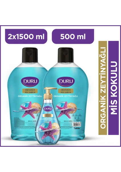 Organik Zeytinyağlı Okyanus Sıvı Sabun 1,5+1,5+500ml