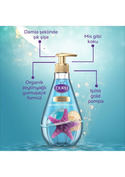 Organik Zeytinyağlı Okyanus Sıvı Sabun 1,5+1,5+500ml