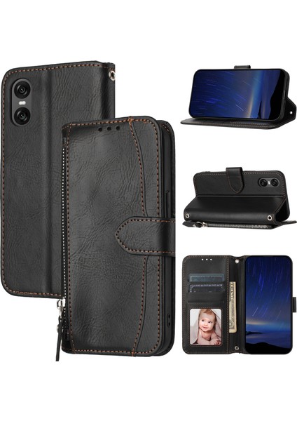 Sony Xperia 10 Vı Için Fermuarlı Cüzdan Kılıf (Yurt Dışından)