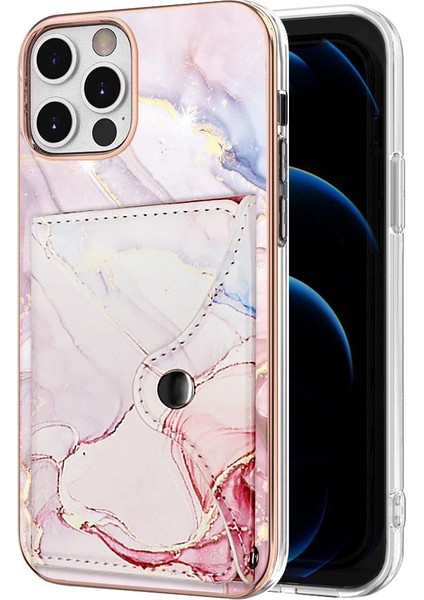 Iphone 12 Için Kılıf Pro Max Ince Cüzdan Yumuşak Tpu Tampon Mermer Kart Yuvaları (Yurt Dışından)