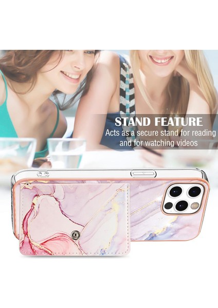 Iphone 12 Için Kılıf Pro Max Ince Cüzdan Yumuşak Tpu Tampon Mermer Kart Yuvaları (Yurt Dışından)