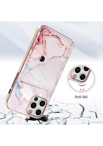 Iphone 12 Için Kılıf Pro Max Ince Cüzdan Yumuşak Tpu Tampon Mermer Kart Yuvaları (Yurt Dışından)