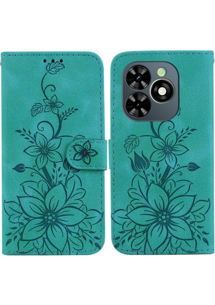 Tecno Spark G0 2024 Manyetik Kabartmalı Zambak Kart Tutucu Için Flip Case (Yurt Dışından)