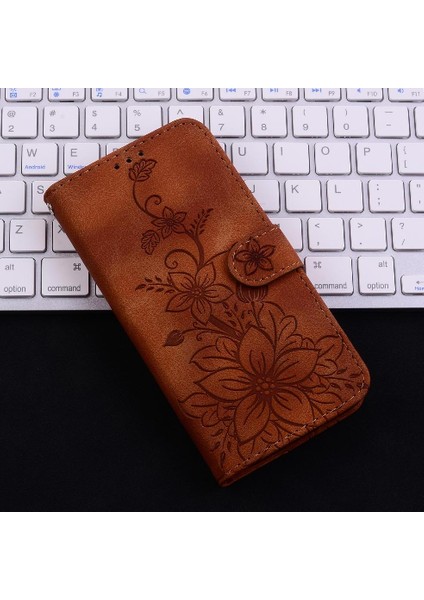 Tecno Spark G0 2024 Manyetik Kabartmalı Zambak Kart Tutucu Için Flip Case (Yurt Dışından)