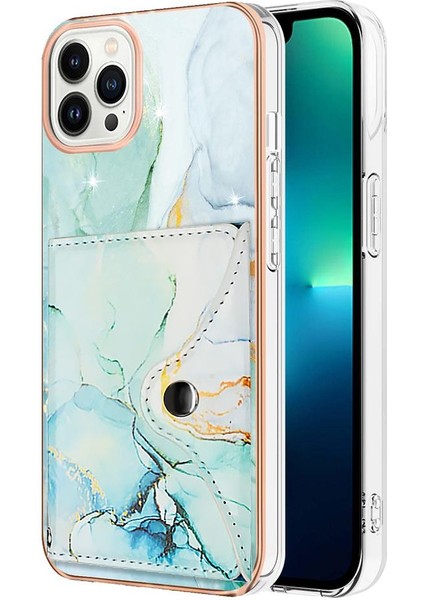 Iphone 14 Için Kılıf Pro Max Yumuşak Tpu Tampon Ince Cüzdan Kart Yuvaları Mermer (Yurt Dışından)