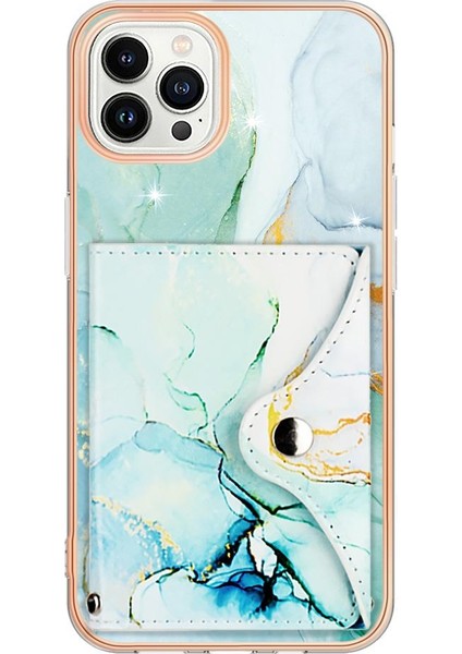 Iphone 14 Için Kılıf Pro Max Yumuşak Tpu Tampon Ince Cüzdan Kart Yuvaları Mermer (Yurt Dışından)