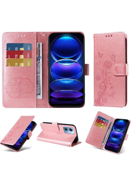 Xiaomi Redmi Not 12 Için Flip Case 5g Çiçek Cardyuvaları Flip Deri (Yurt Dışından)
