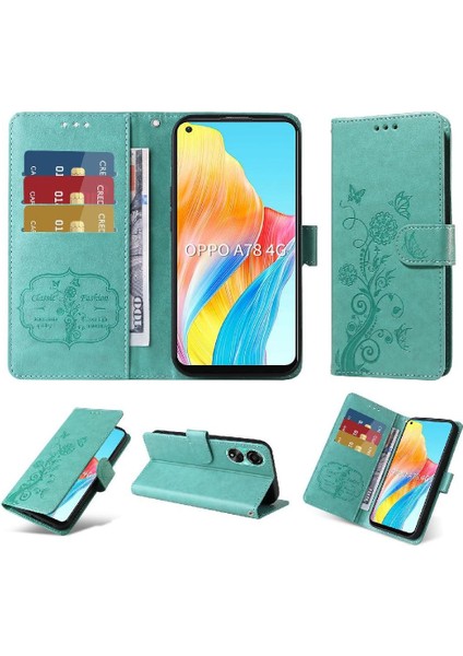 Oppo A78 4g Deri Kart Yuvaları Flip Çiçek Için Flip Case (Yurt Dışından)