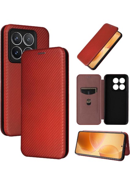 Xiaomi 14T Pro Deri Için Flip Case Folio Flip Case Kart Ekleme ile (Yurt Dışından)