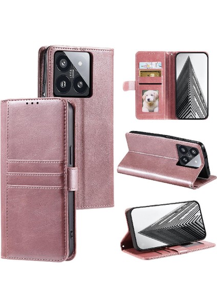 Xiaomi 14 Pro Cüzdan 6 Kart Yuvaları Için Flip Case Pu Deri Kickstand (Yurt Dışından)