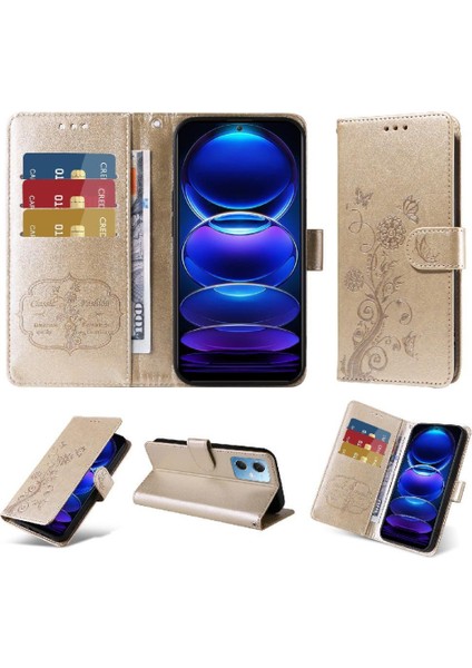 Xiaomi Redmi Not 12 Için Flip Case 5g Çiçek Cardyuvaları Flip Deri (Yurt Dışından)