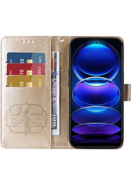 Xiaomi Redmi Not 12 Için Flip Case 5g Çiçek Cardyuvaları Flip Deri (Yurt Dışından)