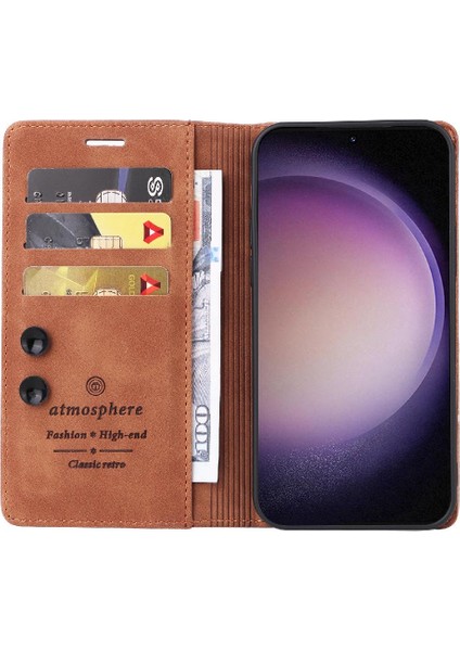Samsung Galaxy S24 Için Flip Case Kapak Cüzdan Deri Kılıf Basit (Yurt Dışından)