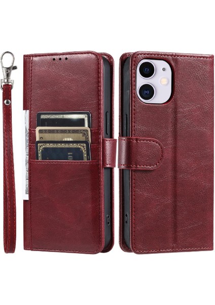 Iphone 11 Için Flip Case Kickstand 6 Kart Yuvaları Cüzdan Pu Deri (Yurt Dışından)