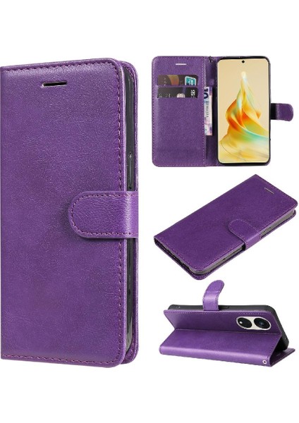 Oppo RENO8T 5g Klasik Düz Renk Iş Cüzdan Telefon Için Flip Case (Yurt Dışından)