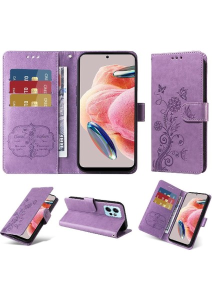Xiaomi Redmi Not 12 Için Flip Case 4g Cardyuvaları Çiçek Deri Flip Case (Yurt Dışından)