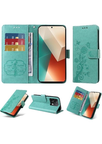 Xiaomi Redmi Not 13 Için Flip Case 5g Çiçek Cardyuvaları Flip Deri (Yurt Dışından)