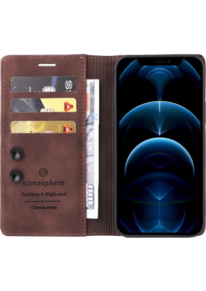 Iphone 12 Için Flip Case Pro Max Cüzdan Darbeye Kapak Kapak Basit Kılıf (Yurt Dışından)