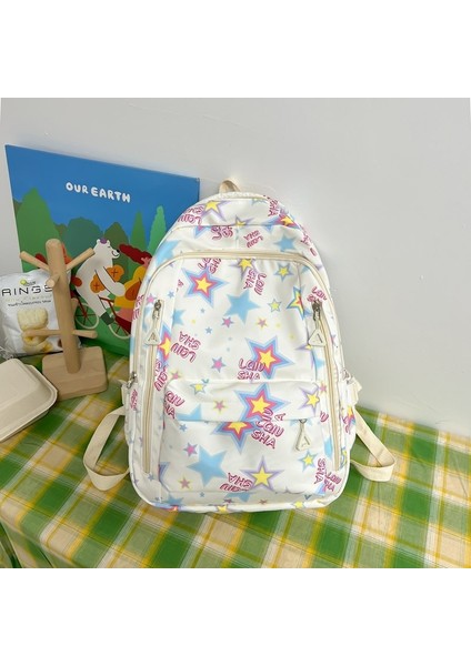 Schoolbag Kadın Ortaokul Öğrencisi Yüksek Görünümlü Yıldız Kız Sırt Çantası El Sırt Çantası (Yurt Dışından)