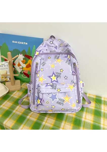 Schoolbag Kadın Ortaokul Öğrencisi Yüksek Görünümlü Yıldız Kız Sırt Çantası El Sırt Çantası (Yurt Dışından)