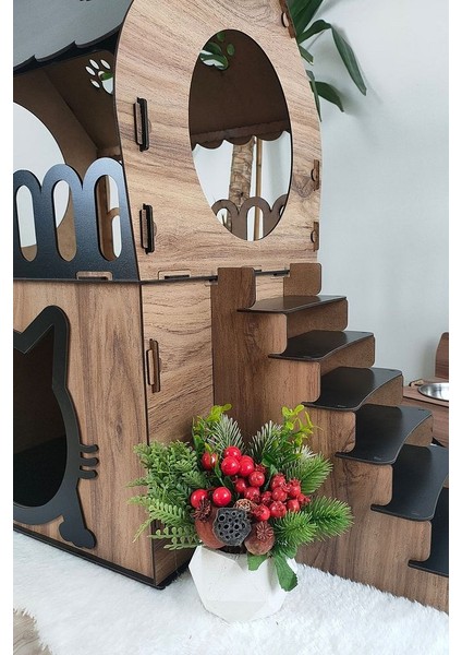Kedi Evi Teraslı 2 Katlı Merdivenli modelleri