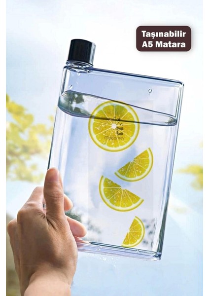 A5 Bottle Motivasyon Su Matarası Şeffaf Notebook Taşınabilir Sporcu Suluk Su Şişesi 350ML