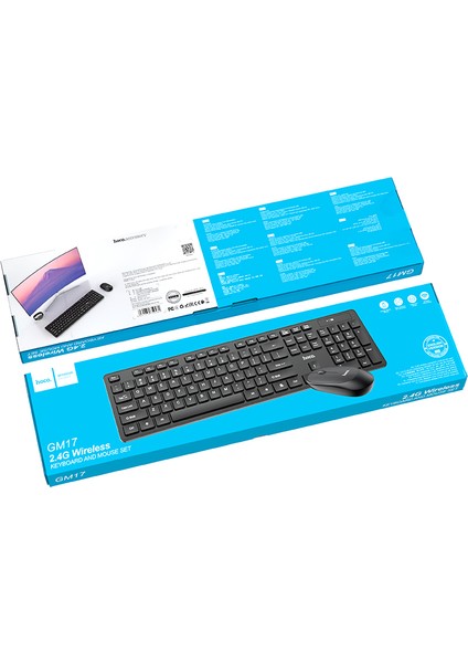 GM17 Business Kablosuz Klavye ve Mouse Seti - Türkçe Q - Siyah - Premium Product