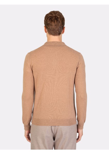 Erkek Regular Fıt Triko Kazak-Camel fırsatları