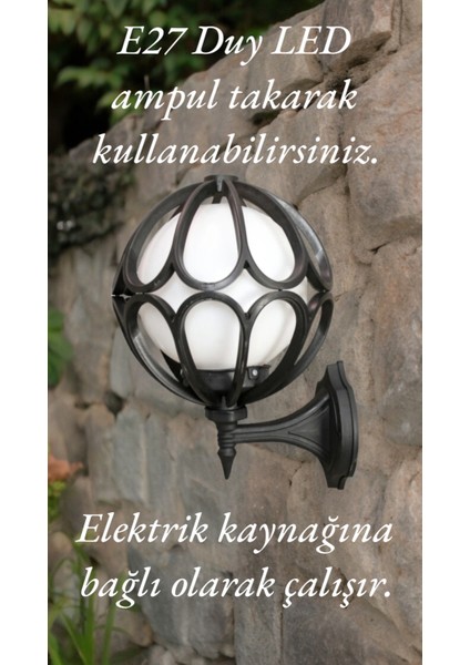 E27 Duylu Dekoratif Duvar Tipi Armatür, Bahçe Duvar Aydınlatma Apliği, Plastik Bahçe Duvar Armatürü