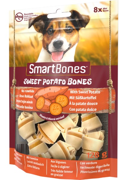 Smartbones Tavuklu Tatlı Patatesli Düğüm Köpek Ödül Kemiği Mini 8 Li 128 gr