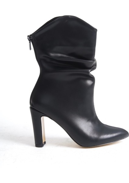 MBSR606-S Kadın Sivri Burun Körüklü Siyah Topuklu Bot & Bootie fiyatları