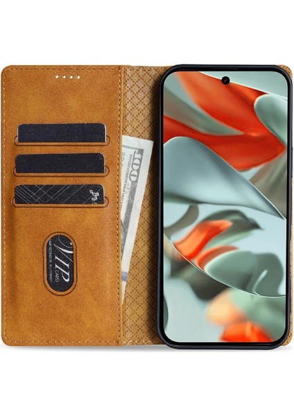 Google Piksel 9 Pro Xl Manyetik Kapatma Anti Kayma Kart Yuvaları Için Flip Case (Yurt Dışından) modelleri