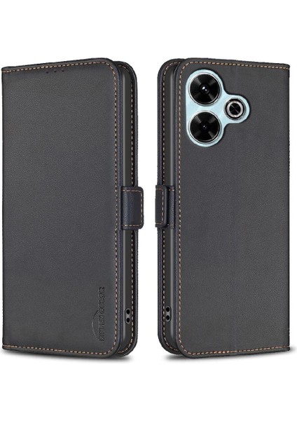 Xiaomi Poco M6 4g Manyetik Kickstand Darbeye Tpu Iç Pu Için Flip Case (Yurt Dışından)