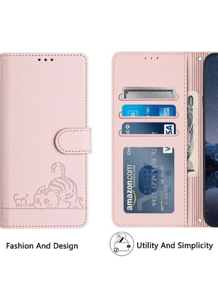 Xiaomi Redmi Için Not 11R Kedi Rfıd Cüzdan Kapak Çevirin Kart Yuvası Tutucu (Yurt Dışından)