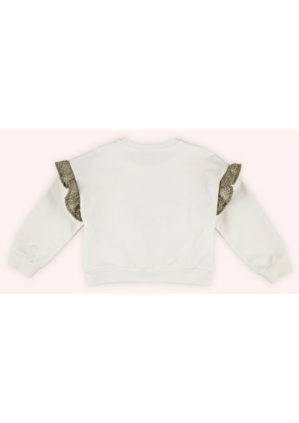 Kız Çocuk Baskılı Beyaz Sweatshirt modelleri