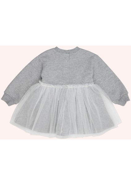 Kız Bebek Aplike Detaylı Gri-Melanj Örme Elbise fiyatları