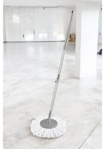 360° Dönen Başlıklı 3'lü Sap Seti, 120cm, Püsküllü, Kolay Temizlik, Krom Renk